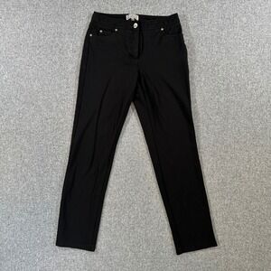 Laura Petites Pants Womens 0 Black Stretch Straight Leg 5-Pocket Office Career